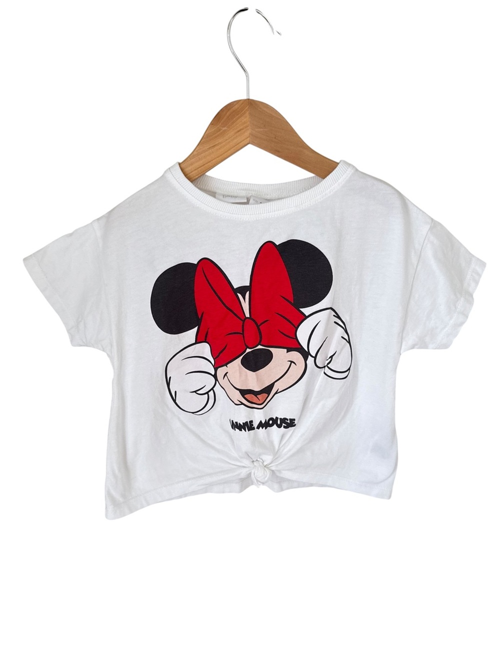 Zara Disney White Tee with Red Bow Minnie Graphic 2/3 Years